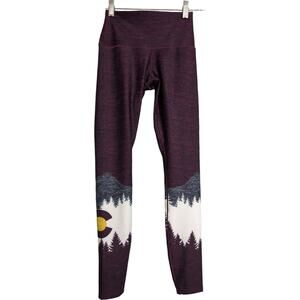 Colorado Threads Burgundy High Waisted Mountain Print Leggings Womens Size S